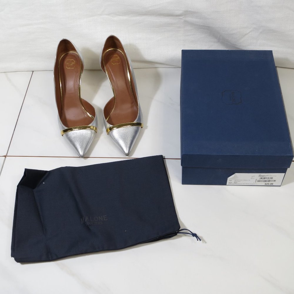 LIKE NEW Malone Souliers Morrissey Silver Gold Pumps 38.5EU